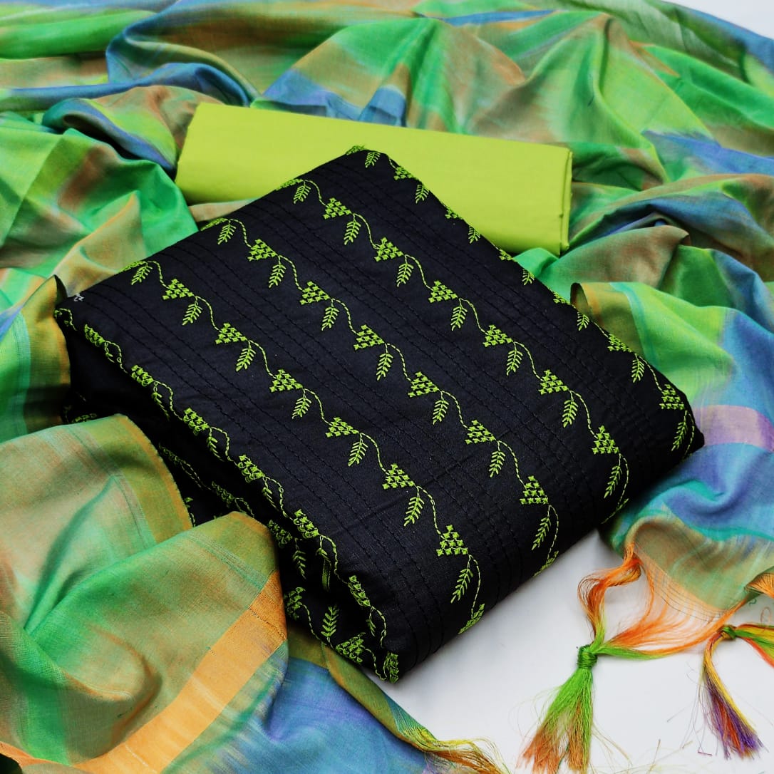 Gangour Slub Letast Fancy Regular Wear Cotton Dress Material Collection